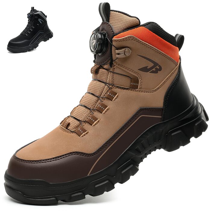 Черевики безпеки чоловічі та жіночі, водонепроникні робочі черевики, легкі, антиковзаючі, з поворотним закриттям, з металевим носком, 40 EU, C26, Хакі