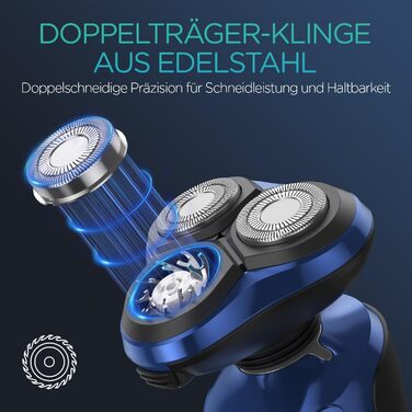 Електричний чоловічий бритва VOYOR TX410: ротаційний, мокрий/сухий, LCD, для подорожей (синій)