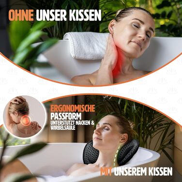 Bathtub Pillow – [TESTED QUALITY] - includes 6 extra strong suction cups – bath pillow with ergonomic fit for neck and back – high-quality neck pillow – [INCLUDES extra carrying bag] (Gray)