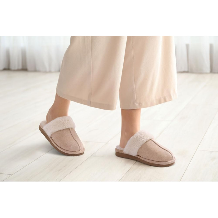 Жіночі халапи Litfun Зимові теплі плюшеві тапочки з замшею Memory Foam з штучним хутром для дому та вулиці (39/40 EU, Абрикосові)