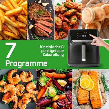 Фритюрниця готує без олії Gourmetmaxx AirGenius 7.5L з 7 програмами та LED-дисплеєм | Міні-піч для смаження без жиру до 7 осіб