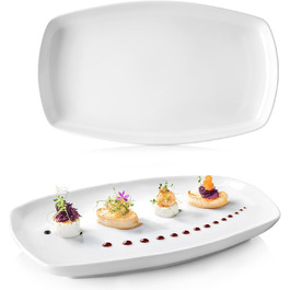 Набір сервірувальних тарілок Sänger Bilgola (2 шт.) – порцелянові тарілки білого кольору 23 x 34 см для м'яса, риби та закусок | PREMIUM COLLECTION