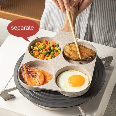 Пательня для млинців та яєць з антипригарним покриттям 4 відділення, для індукції, газу, стейків, гамбургерів