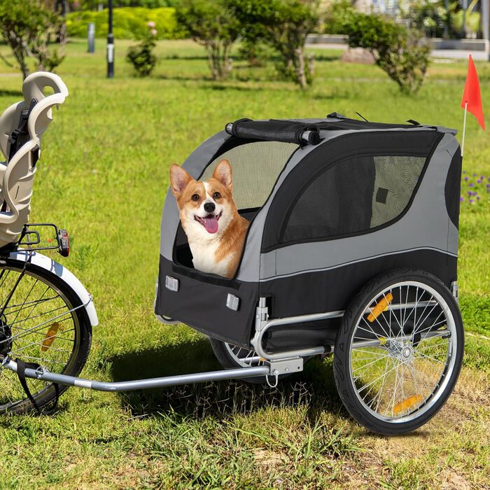 Фаркоп для велосипеда Costway для собак до 40 кг, велосипедний фаркоп для собак, складаний, сірий