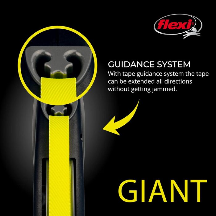 Flexi Giant Extendable Dog Leash - Durable, Tangle-Free, Black - Up to 49.9 lbs, 7.9m