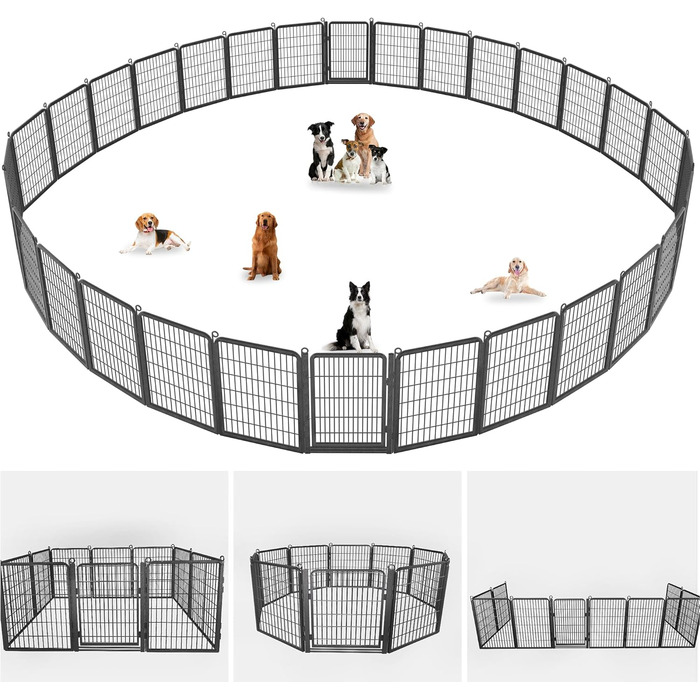 Вольєр для собак на вулицю, 101,6 см, міцний, з воротами, 34 панелі