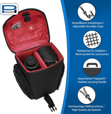 Сумка для камери PEDEA 'Essex' з захисною плівкою для дисплея (M, Червоний)