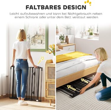 Захисне ґратка для собак PawHut - відбійник для дому, 3 панелі, чорний (202.5 x 76 см)