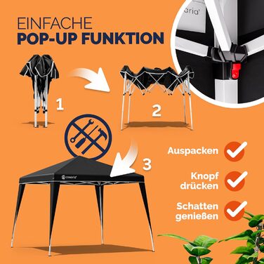 CASARIA® Capri Pavilion 3x3m Pop-Up UV Protection 50+ Waterproof Winter-Proof with Bag Foldable Stable Camping Garden Pop-Up Pavilion Party Tent (Black)