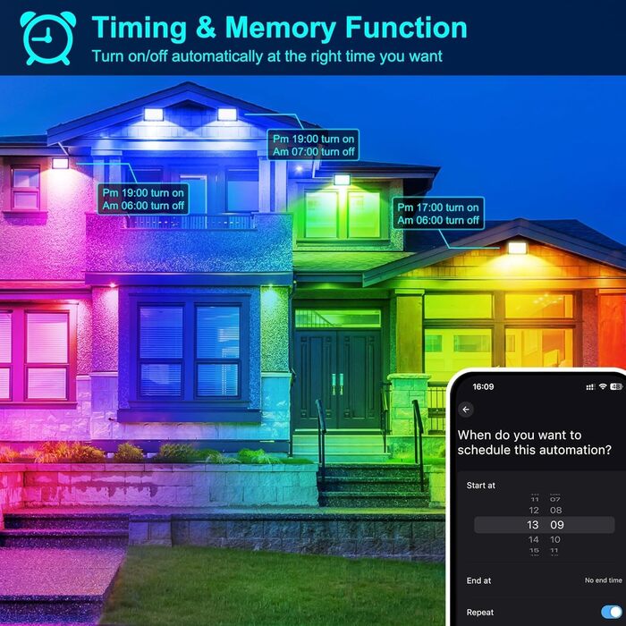 LED Floodlights Outdoor, 100W Smart RGB Floodlights with Remote Control and Bluetooth App, LED Floodlight Spotlights Color Changing Projector, IP66 Waterproof Floodlight for Gardens, Courtyards (2 Pack) (100w-rgb-app-4p)