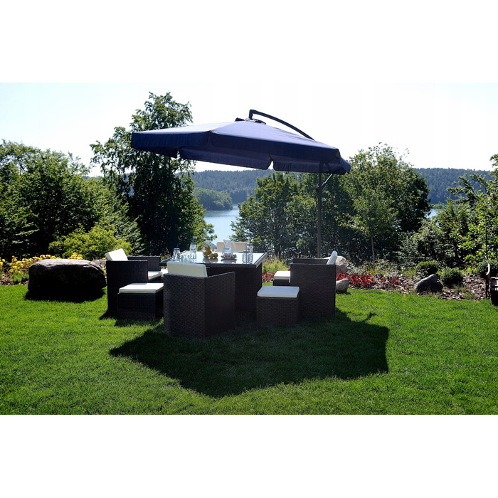 Садова парасолька з боковим стійкою Funfit Garden, синя, 350 x 250 см