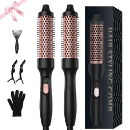 Мультистайлер для волосся 6 в 1 UKLISS Air Styler Set: фен-щітка, насадки для завивки та випрямлення, дифузор, LCD-дисплей, 1000 Вт (жовто-чорний)