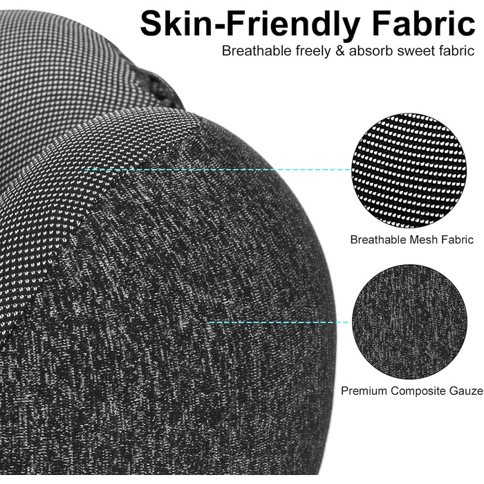 Подушка для шиї Eono з Memory Foam, з капюшоном, сірого кольору. Зручна подушка-вишийна для подорожей (літак, авто, поїзд, офіс, сон)