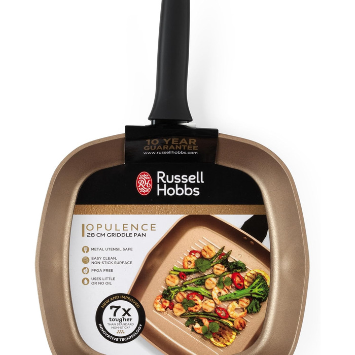 Гриль-сковорода Russell Hobbs 28 см, з антипригарним покриттям, без ПФОА, для індукції