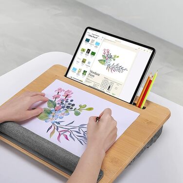 Зручний портативний столик для ноутбука з подушкою, до 15.6 дюймів, для студентів та роботи з планшетами/книгами