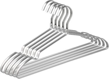 Amber Home 20-Piece 42cm Lightweight Aluminum Iron Clothes Hangers, Matte Silver Metal Clothes Hangers with Non-Slip Groove for Suit, T-Shirt, Shirt, Jacket, Dress, Pants, Robust and Lightweight