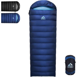 Спальний мішок зимовий, теплий та легкий для дорослих та дітей, 680FP+, для походів, альпінізму, кемпінгу. Чорний 0°C (Блакитний -6°C)