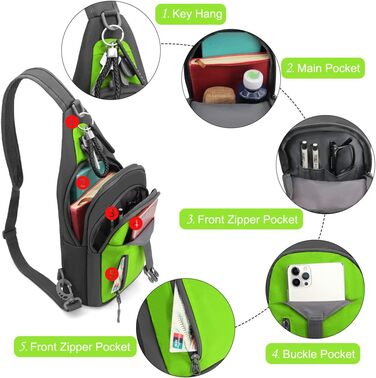 Чоловіча нагрудна сумка-рюкзак на плече, Crossbody Bag для активного відпочинку, спорту та прогулянок з собакою (Зелена)