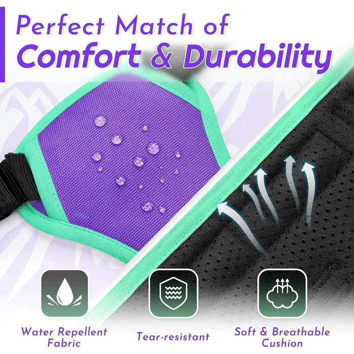 Шлейка для собак великих порід Eagloo, анти-тяга, з відбиваючими смугами, регульована, для Лабрадора, L (1 шт, м'ятно-зелений & фіолетовий)