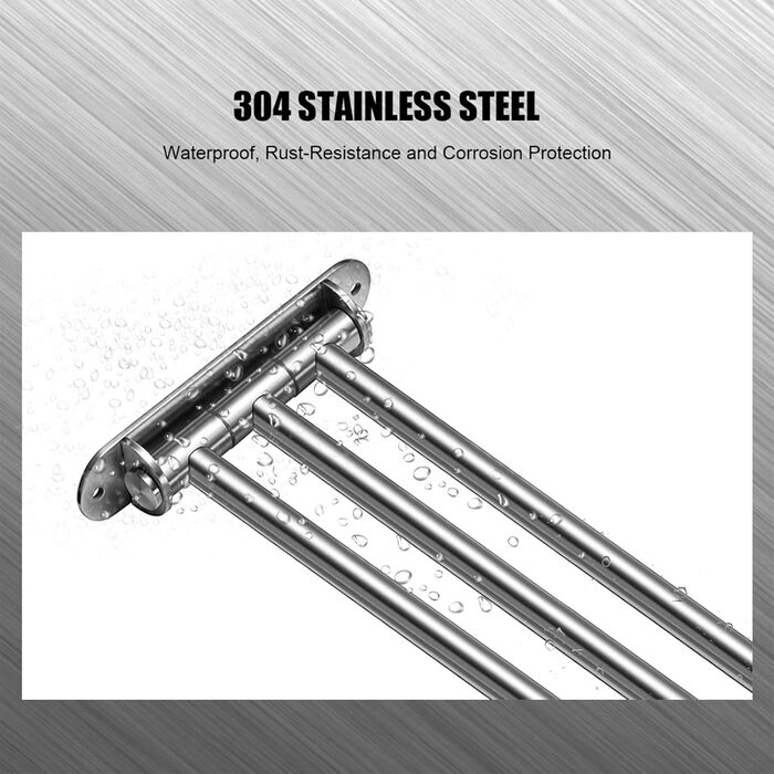 Тримач для рушників у ванну кімнату з 3-ма полицями, поворотний, 40 см, нержавіюча сталь, сріблястий