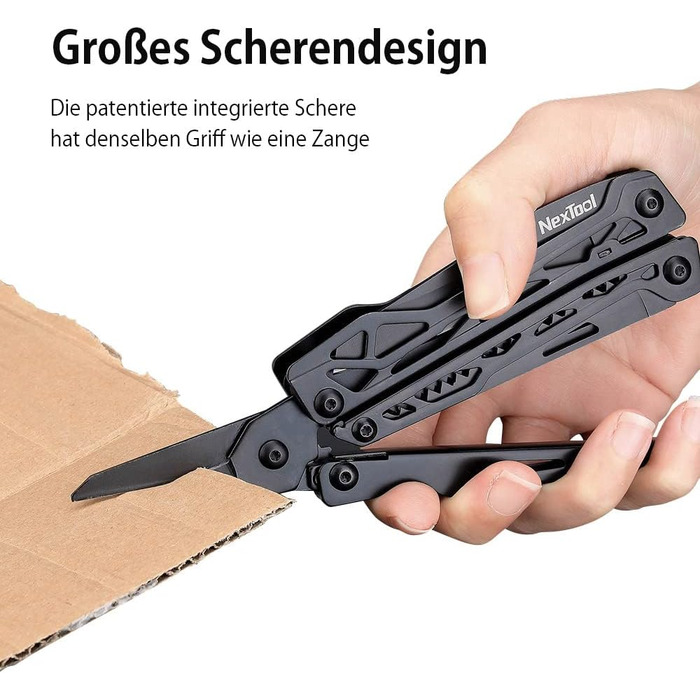 NexTool Multitool, 11-in-1 Multitool, Folding Stainless Steel, Multifunctional Tool with Knife, Scissors, Bottle Opener, and Wood Saw, 9 Screwdriver Bits, Nylon Pouch for Gifts for Men
