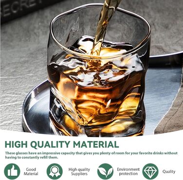 Набір склянок для віскі 4 шт. (200 мл), склянки з нерівною поверхнею, без ніжки, ідеальні для чоловіків, на день народження, на батьківський день, на річницю, 4 кольори