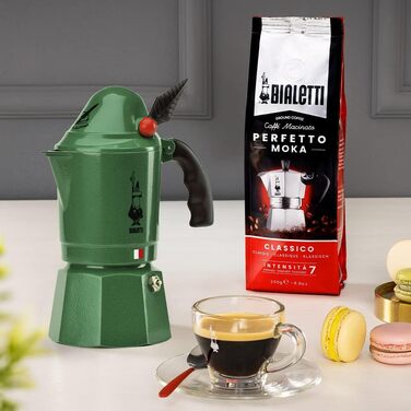 Кавоварка Bialetti Express Alpina: мідна мока-кава для 3 чашок (130 мл), зелений Single