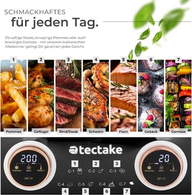 Фритюрниця електрична Tectake з двома камерами XXL 8л, 2400 Вт, з рецептами - аерофритюрниця без олії