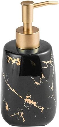 Керамічний дозатор для мила FülleMore 350 мл, наповнюваний, золото, мармур, зелений/чорний