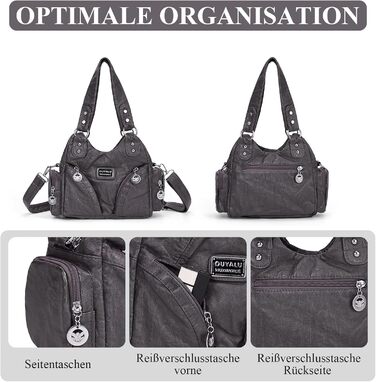 Сумка жіноча TIAASTAP Klein City Bag вінтажна сіра шкіряна через плече, хобо, з багатьма відділеннями