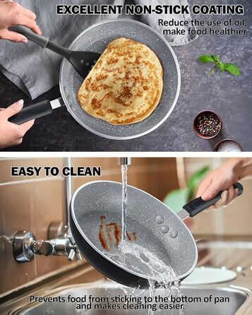 Набір кухонного посуду Cook N Home з антипригарним покриттям, мармур, 8 предметів