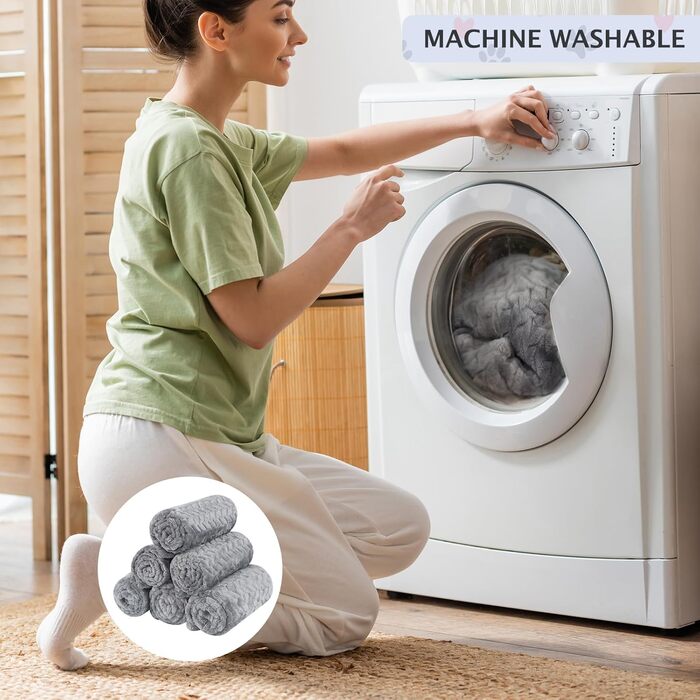 6 шт. м'які ковдри для собак та котів BVAGSS, фліс, фланель, 60x40 см, сірий колір