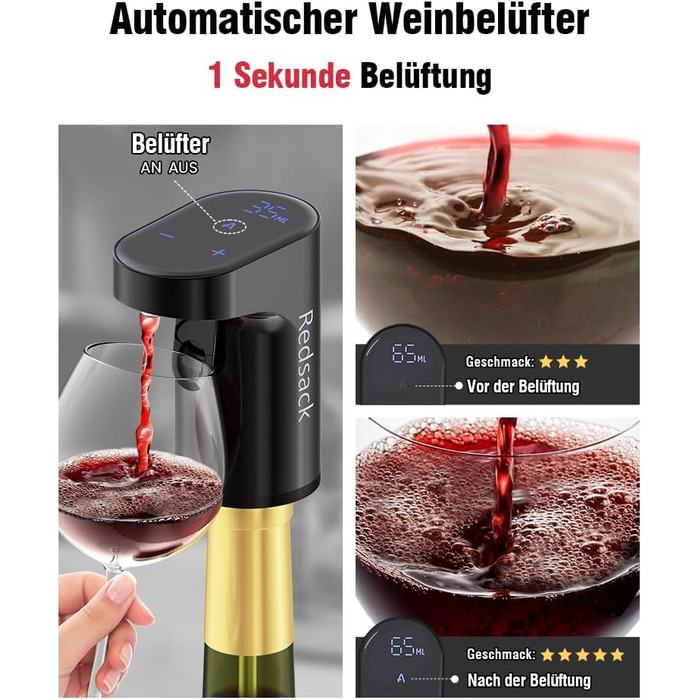 Electric Wine Decanter, Aerator, Dispenser, Pourer, Whisky Liqueur Pump, Funny, Unique, Birthday Gift, Men, Women, Mom, Dad, Boss, Brother, Husband (Black)