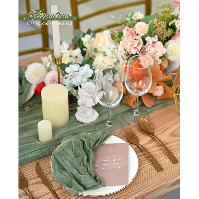 Set of 40 Gauze Cloth Napkins, Crinkled Dinner Napkins, Salvia Green, Rustic Boho Napkins, Soft Cotton, Table Napkins, Decorative Fabric Napkins for Wedding, Party