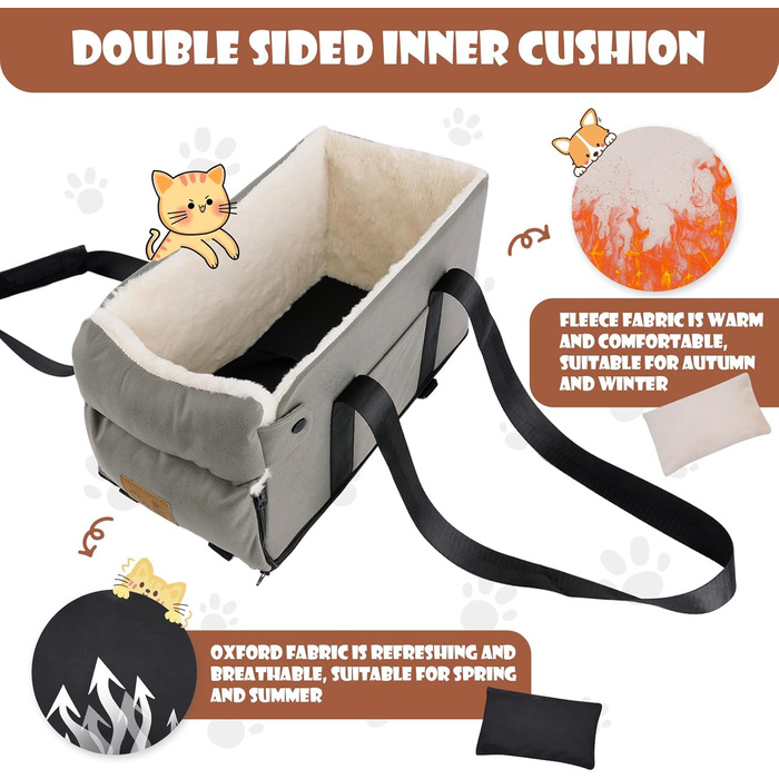 Автокрісло для собак та котів з консоллю: знімне, миється, підходить для подорожей (до 6.1 кг)