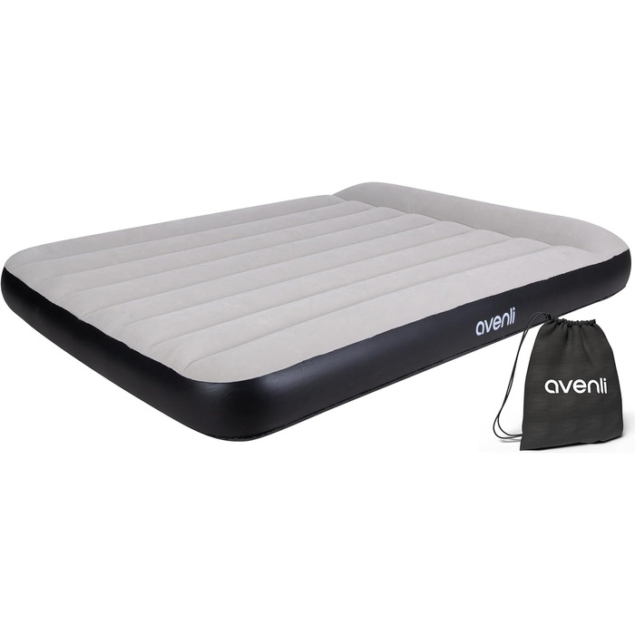 Надувний матрац-ліжко AVENLI для 2 осіб, 191x137x30 см з інтегрованою помпою, з флаоковою поверхнею, для кемпінгу та дому