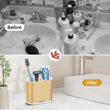 Тримач для зубної щітки електричної, органайзер для ванної кімнати, знімний, з отвором для стоку води, для сім'ї, дітей (Brushed Gold, Medium)
