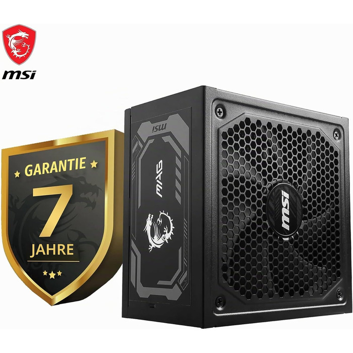 Блок живлення MSI MAG A750GL PCIE5 750W, 80 Plus Gold, повністю модульний, ATX 3.0, підтримка PCIe 5.0, 120мм FDB вентилятор, чорні плоскі кабелі