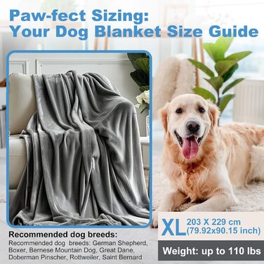 Водонепроникний коврик для собак 100x120 см, пральний фліс, ковдра для домашніх тварин для дивану, ліжка, захист від бруду, нековзна, тепла, м'яка, з захистом від протікання, захист меблів для собак і котів (XL(203x229 см))