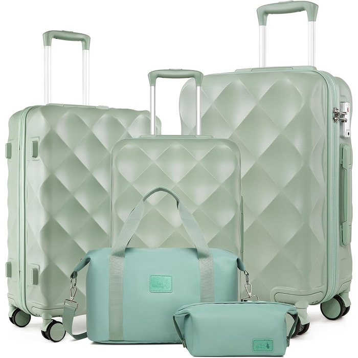 Набір валіз Sea Choice з жорстким корпусом (55/65/76 см) з TSA замком та 4 колесами. Включає: валізу, сумку для подорожей та кулькову сумку. Колір: м'ятно-зелений