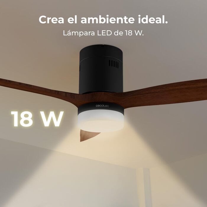 Стеляний вентилятор Cecotec Energysilence Aero 5600 Classic White з LED-підсвічуванням, 40W, діаметр 132 см, 6 швидкостей, пульт, літо/зима, чорний