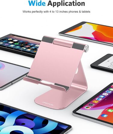 Регульована підставка для планшета OMOTON з алюмінію, тримач для iPad Pro 10.5, 11, 12.9, iPad Air, Mini 2 3 4 та планшетів до 12.9 дюймів, Rose Gold