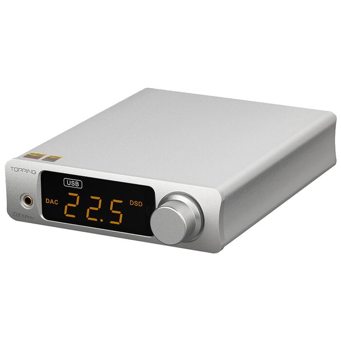ЦАП/Підсилювач Topping DX3 Pro+ (Сріблястий) | ES9038Q2M | DSD512 | Bluetooth 5.0