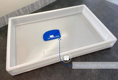 Pizza Ball Box with Lid (60 x 40 x 7.6 cm) Plastic Container for Pizza Dough, Stackable Container, Dough Tub, Proofing Box, Dough Box (4x Box with 4 Lids)