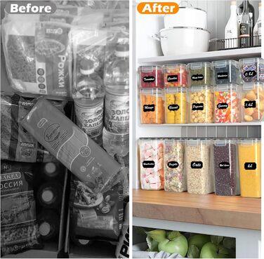 Набір контейнерів для зберігання Withosent (24 шт.) з кришкою, 2L, 1.6L, 0.8L