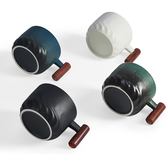 ERBO Набір з 4 чашок еспресо 70 мл, преміум-якість, кераміка, чорний колір. Чашки для еспресо, мокко, чаю та кави