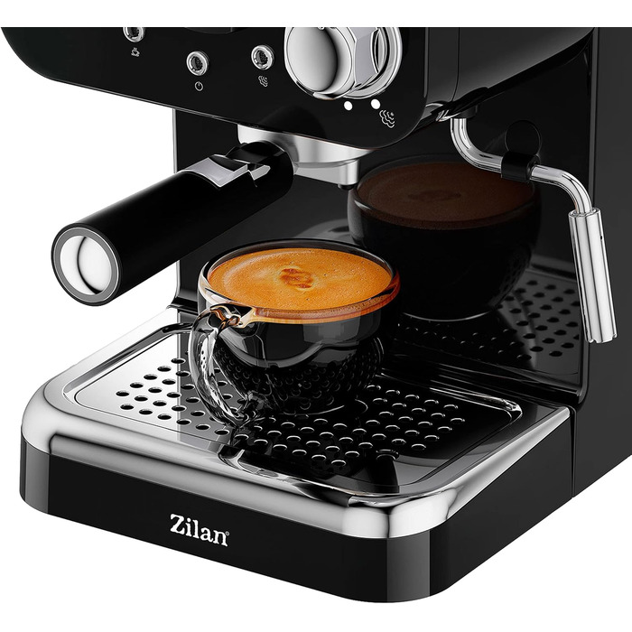 Zilan Espresso Machine with Milk Frother | Semi-Automatic Espresso Machine | Cappuccino Machine | Portafilter Coffee Machine | 1.25 L Water Tank | 15 bar | Retro Design
