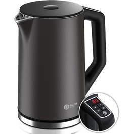 Balter Stainless Steel Electric Kettle with Temperature Control - 40°C to 100°C, Double Wall, BPA Free, 1.7L, 2200W, Quiet Kettle - Dark Grey