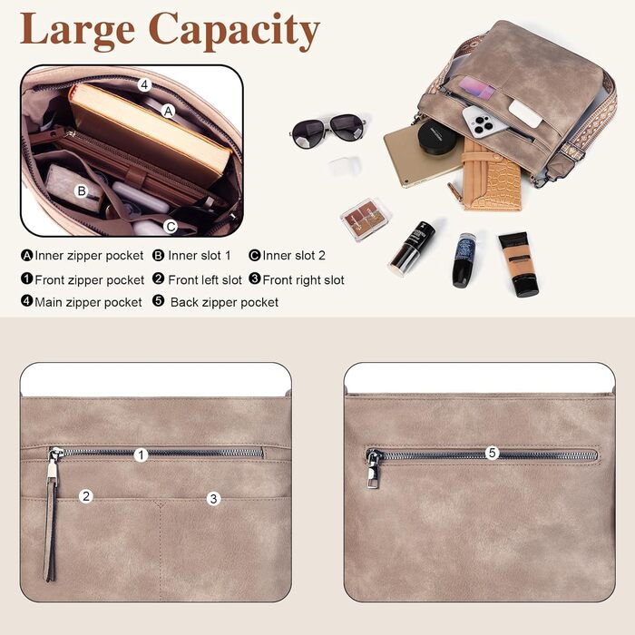 Сумка жіноча Gladdon середнього розміру через плече, шкіряна крос-боді, колір світло-бежевий (Helltaupe)