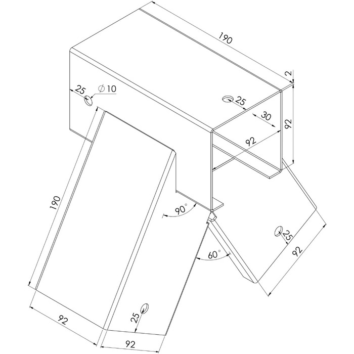 TRIBECCO® Square Swing Connector 90/90mm 90° (90° Grey) made of powder-coated steel sheet for garden swings, stable triangular A-shape with mounting holes Ø 10 mm
